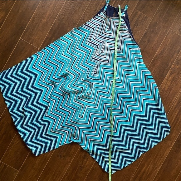 Dress Barn Turquoise Navy White Kerchief Dress Size 4 - Picture 7 of 11